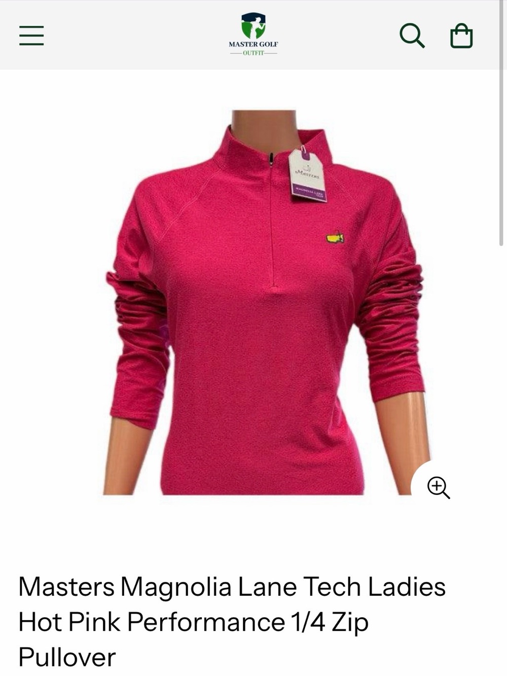 Masters Magnolia Lane Hot Pink 1/4 Zip Performance Top Official Masters
